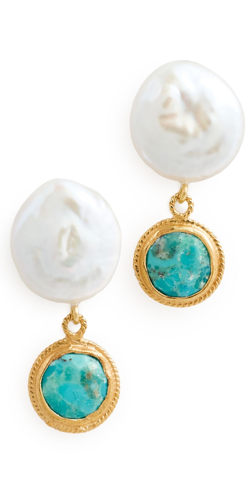 Chan Luu Pearl and Turquoise Drop Earrings Turquoise One Size