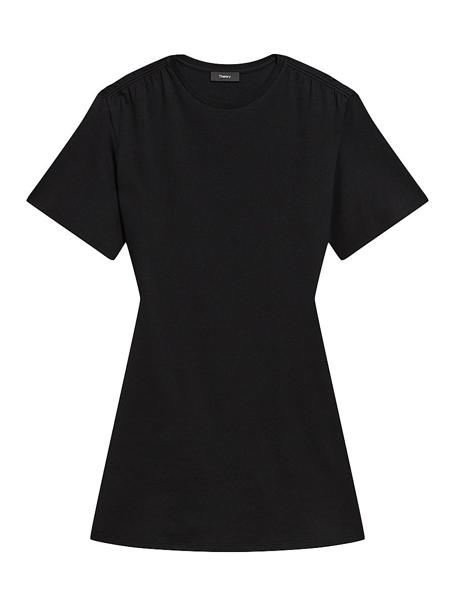 Women's Gathered Shoulder T-Shirt Dress - Black - Size Large