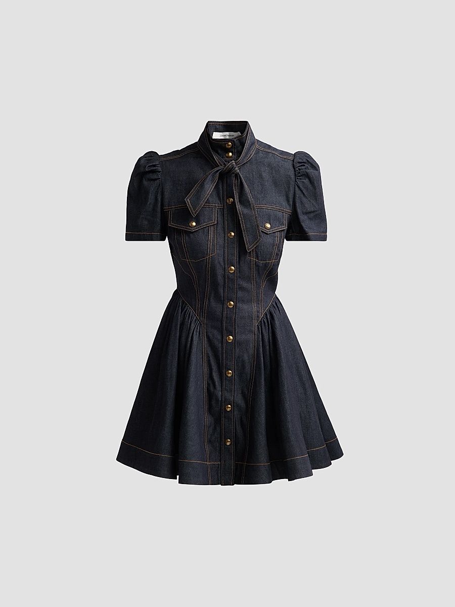 Women's Denim Corset Minidress - Onyx Blue - Size 0