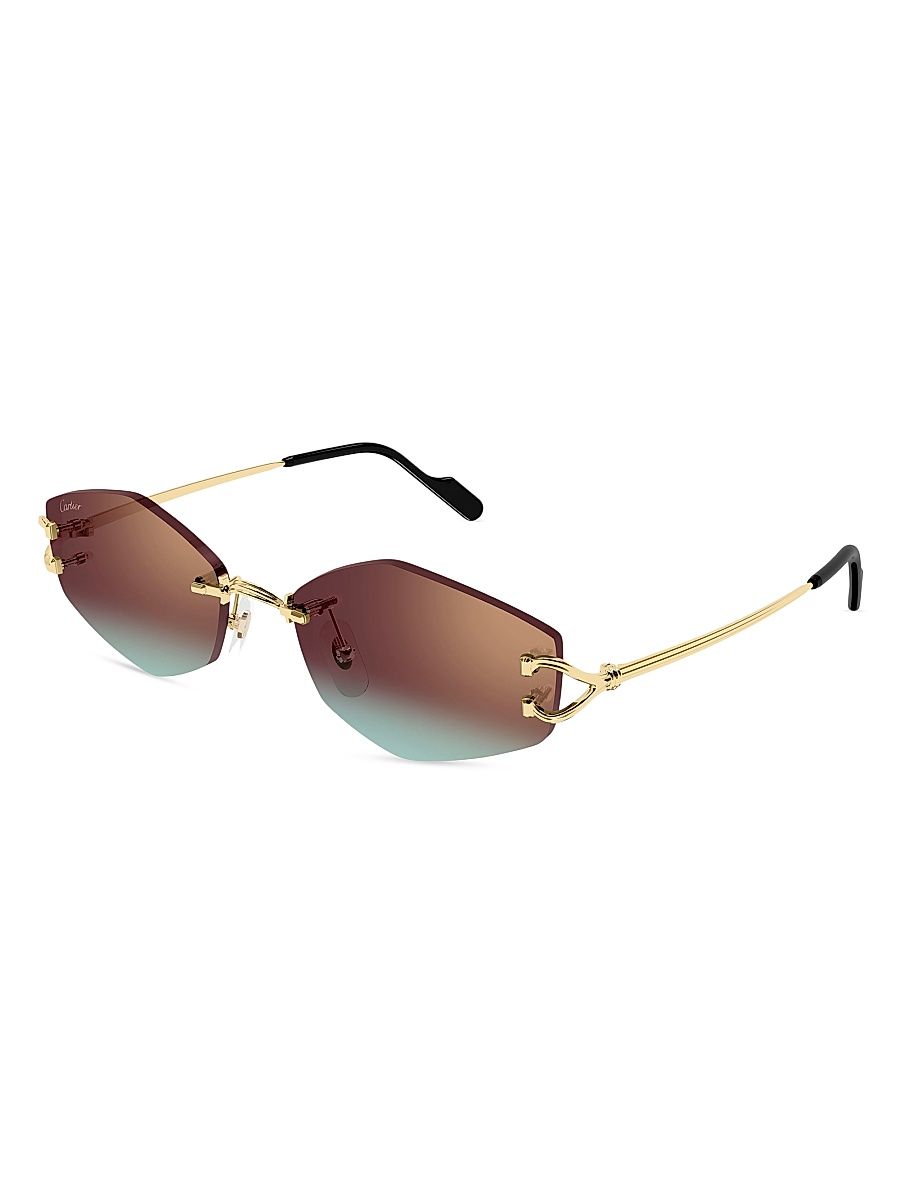Women's C Décor 56MM 24K-Gold-Plated Geometric Sunglasses - Gold Blue