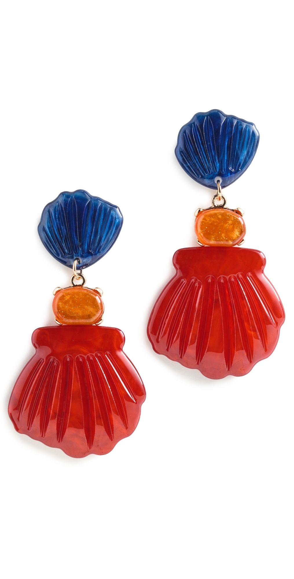 By Adina Eden Seashell Gem Drop Earrings Multi Color One Size