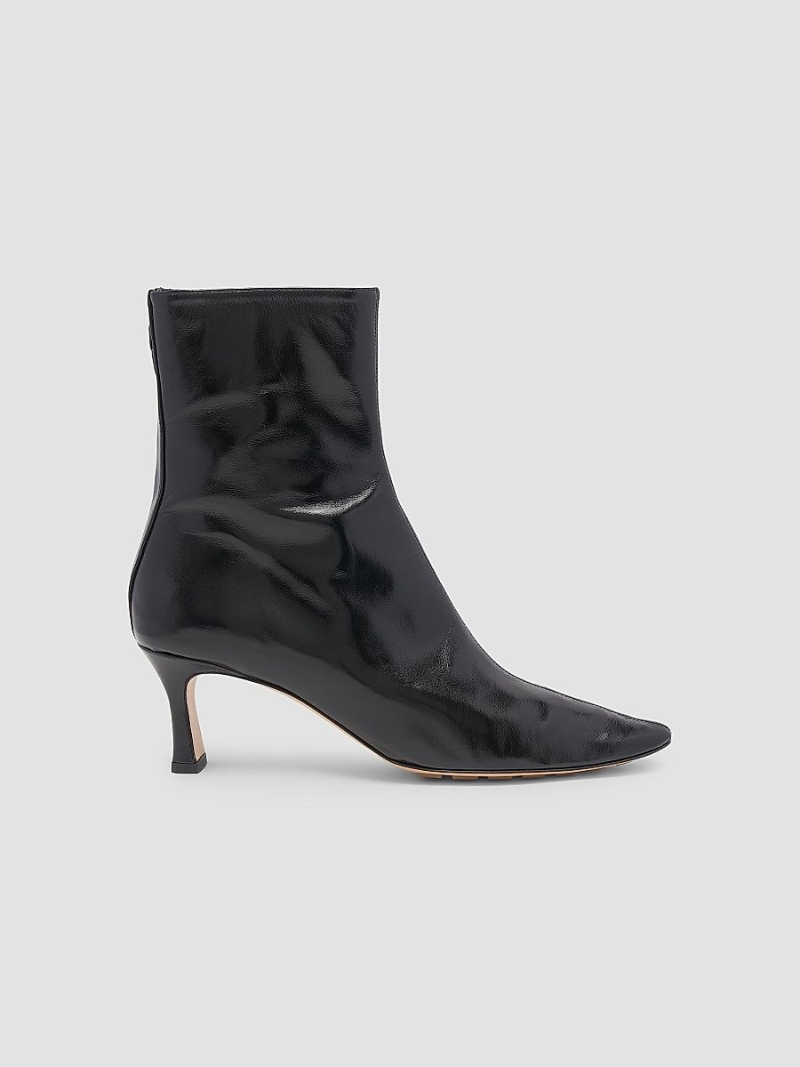 Bottega Veneta Women's Vela 60MM Leather Ankle Boots - Black - Size 12