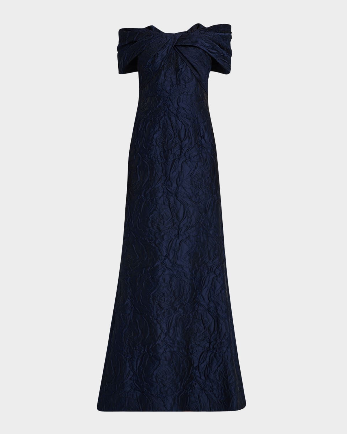 Off-Shoulder Jacquard Trumpet Gown