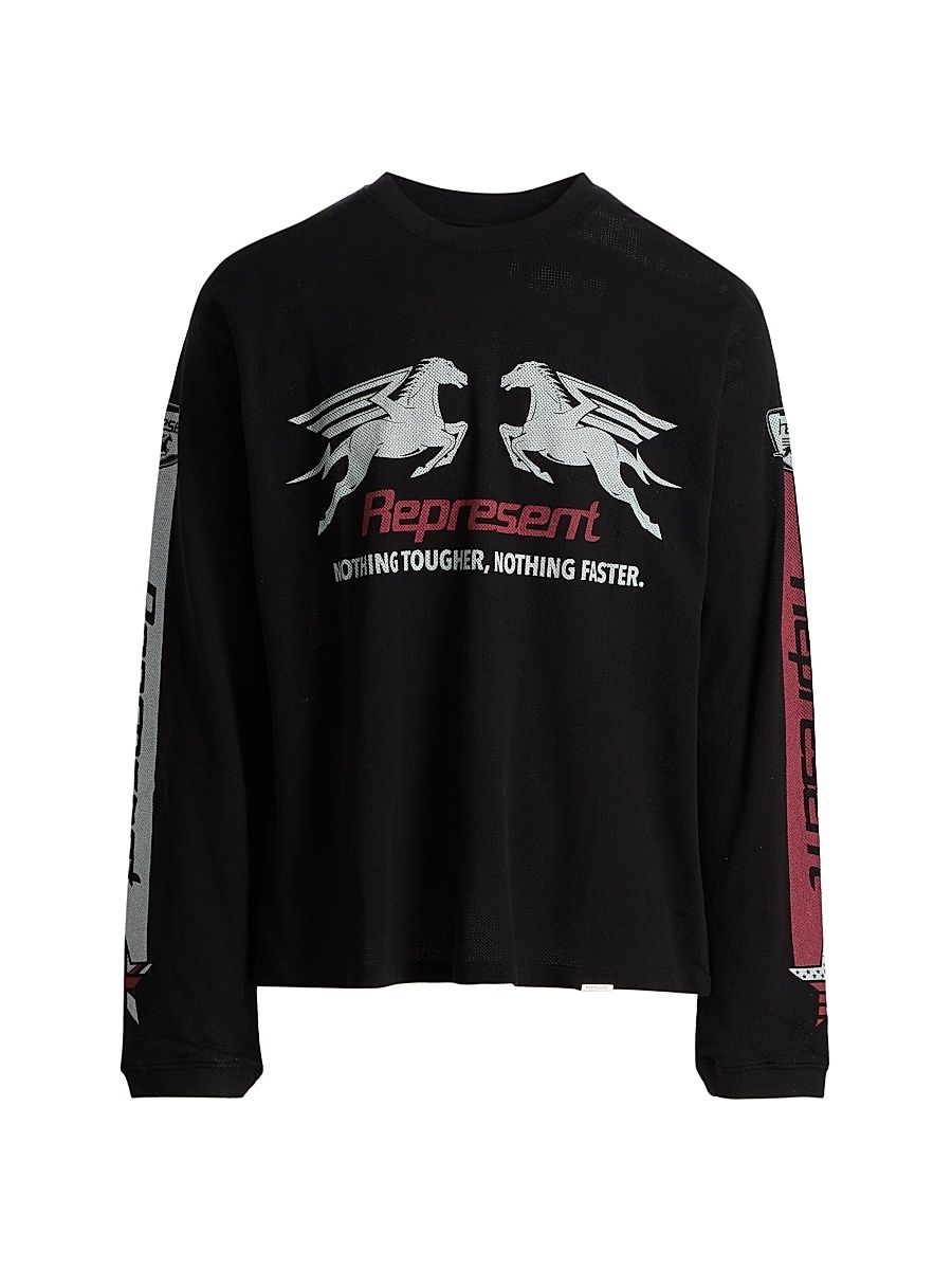 Men's Mesh Pegasus Long-Sleeve T-Shirt - Jet Black - Size XXL