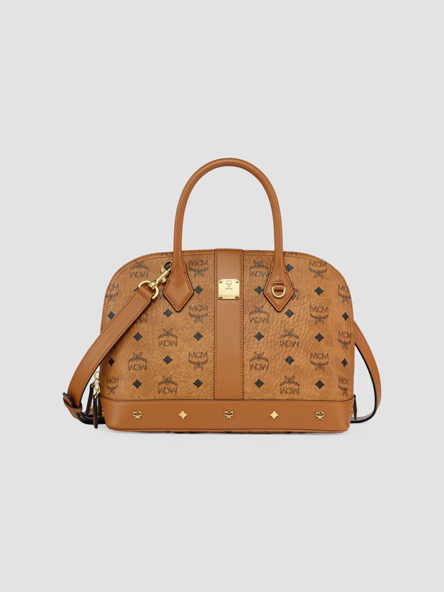 MCM Women's Aren Vi Pina Studded Tote Bag - Cognac