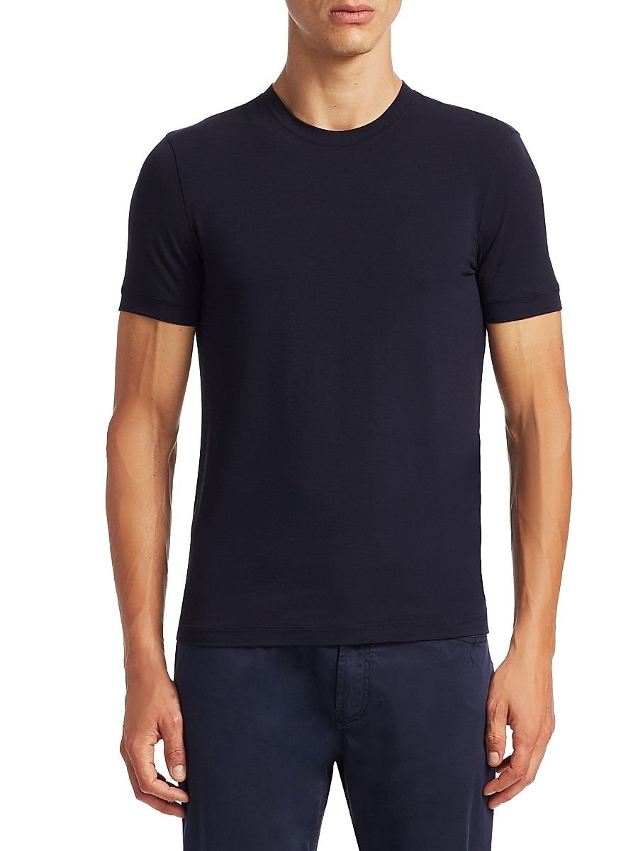 Men's Basic Crewneck Tee - Navy - Size 40