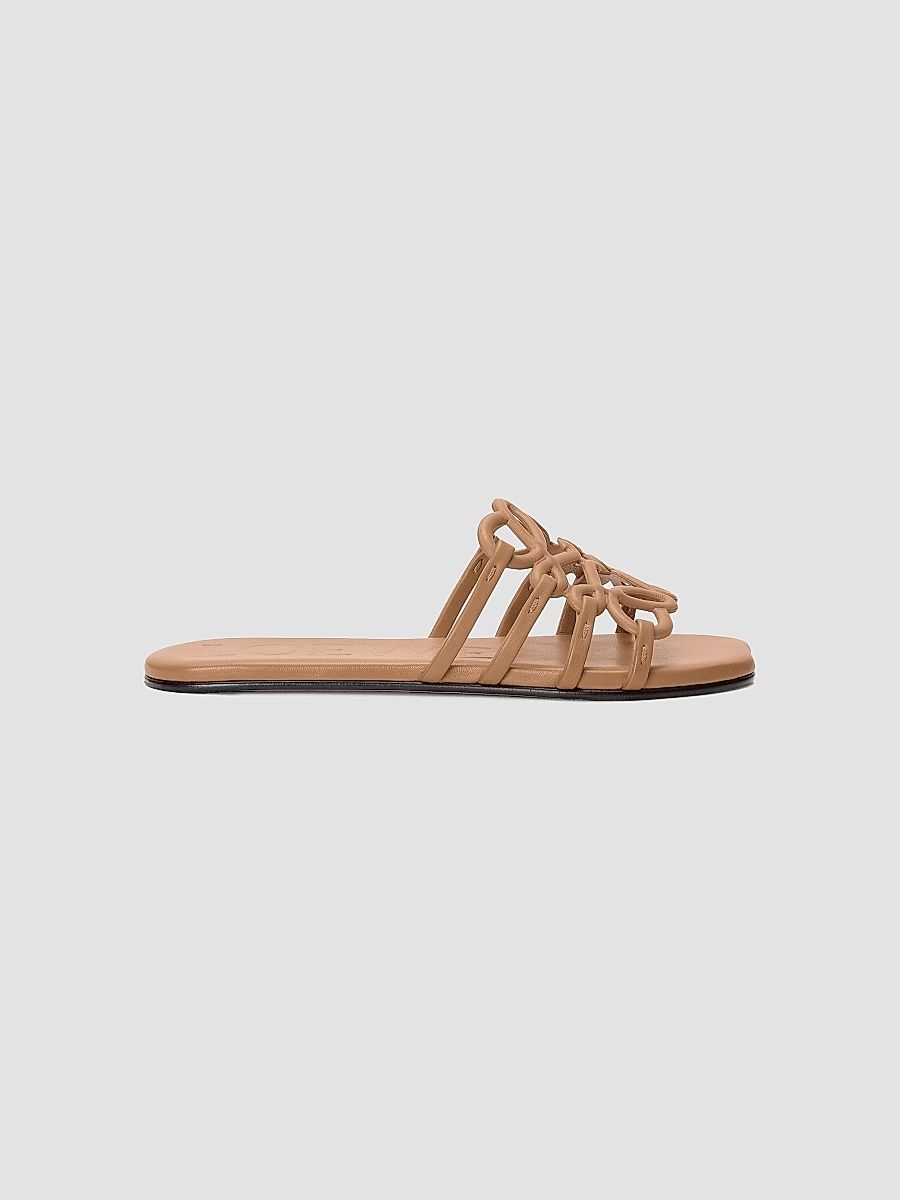 LOEWE Women's LOEWE x Paula's Ibiza Petal Anagram Leather Slides - Camel - Size 11