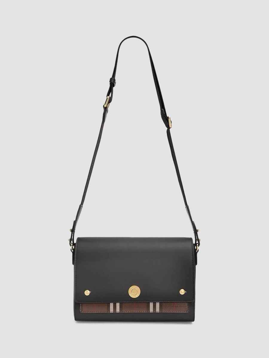 Burberry Women's Check Leather Crossbody Bag - Chocolate Brown