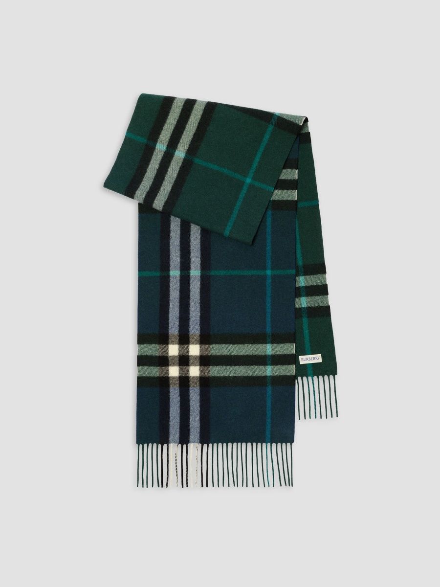 Burberry Men's Gradient Check Cashmere Scarf - Ink Blue