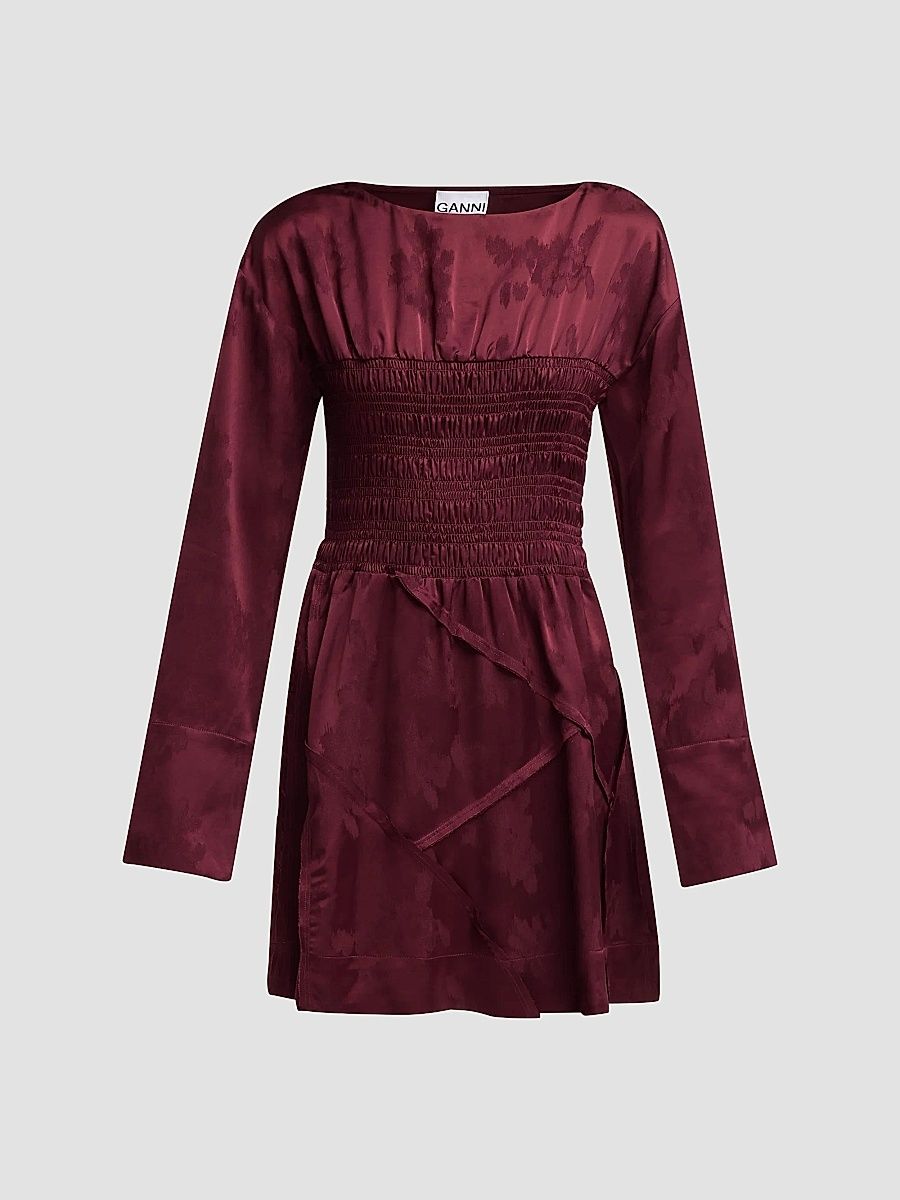 Women's Fluid Satin Jacquard Patchwork Mini Dress - Port Royal - Size 14