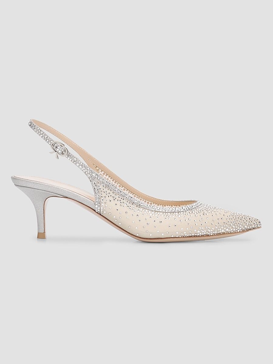 Women's Regina 55MM Kitten Heel Slingback Pumps - Silver - Size 8.5