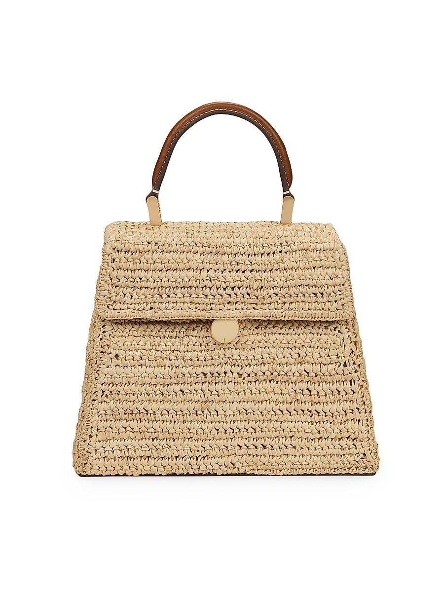 Women's Sybil Raffia & Leather Top Handle Bag - Dune