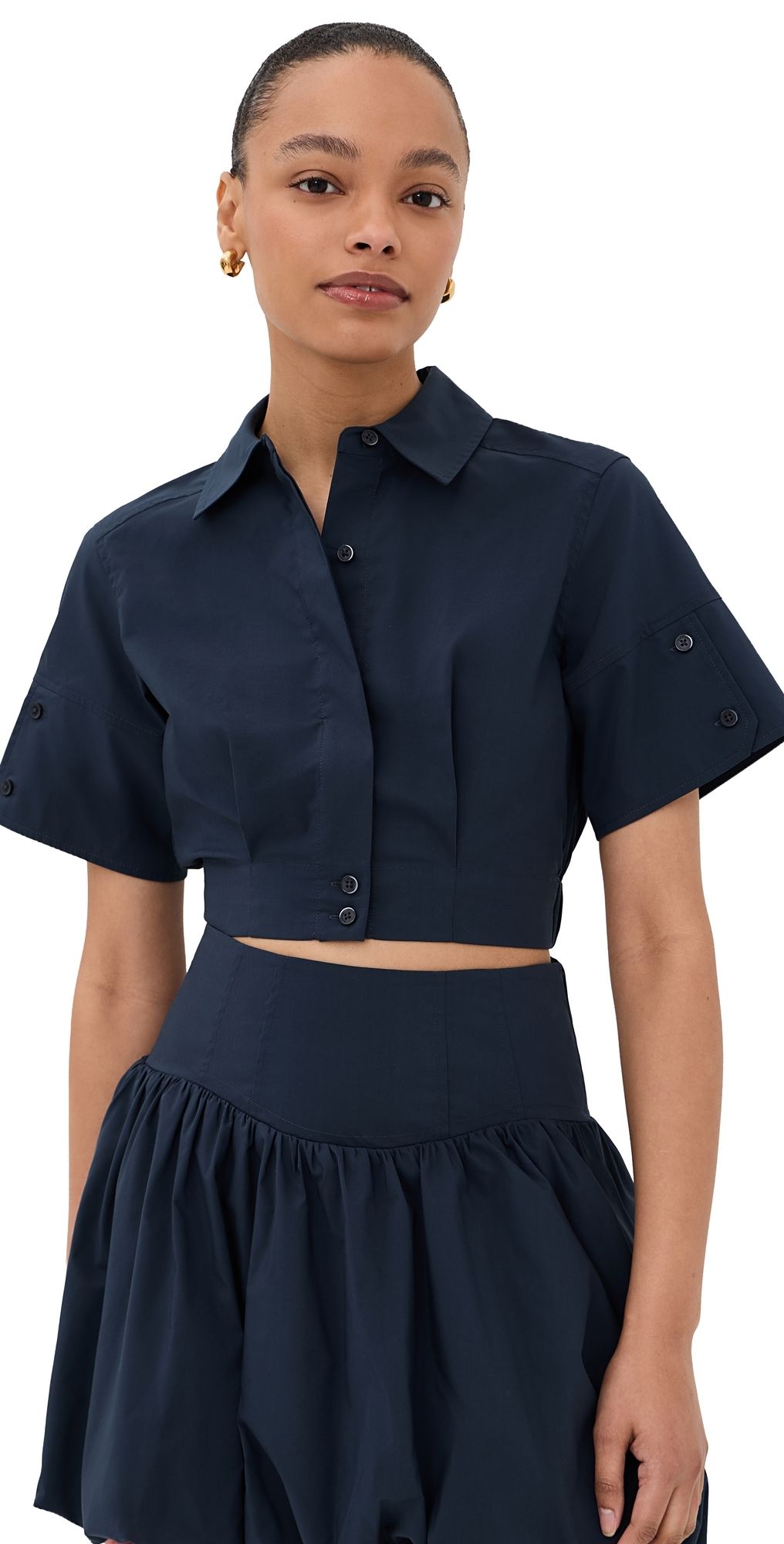 SIMKHAI Sabrina Button Down Top Midnight XL