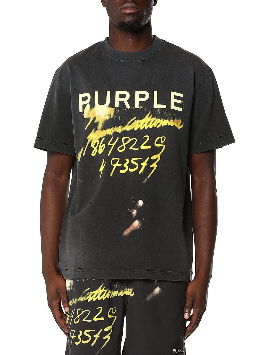 Men's Logo Abstract-Print Distressed Cotton T-Shirt - Black - Size Small