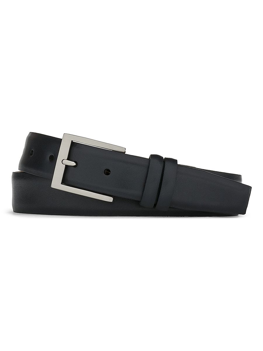 Men's Nappa Leather Plated-Brass Belt - Black - Size 42