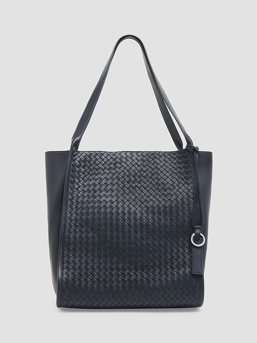 Bottega Veneta Men's Corriere Intrecciato Leather Tote Bag - Midnight Silver