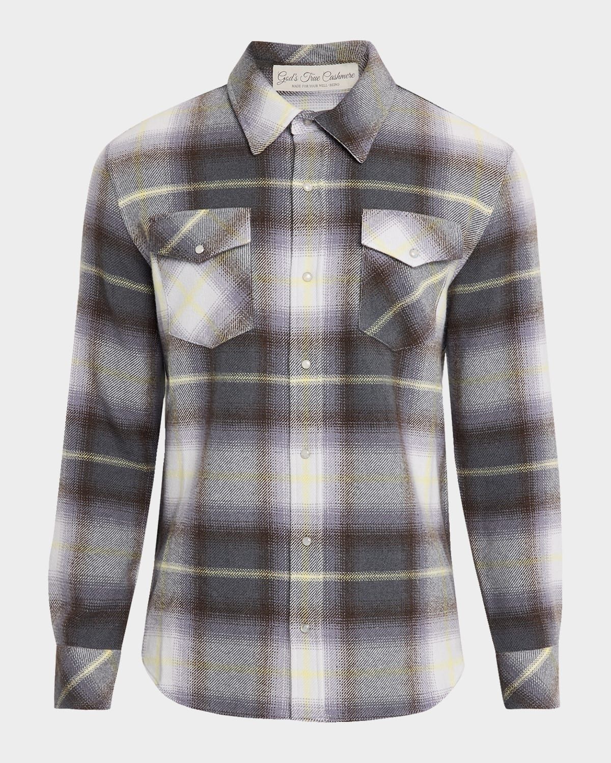 Men & apos;s Cashmere Degrade Plaid Two-Pocket Button-Down Shirt