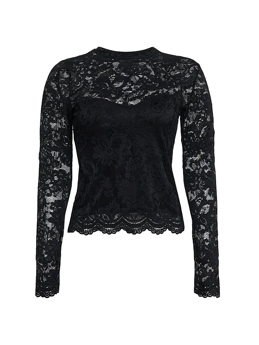Generation Love Women's Clayton Floral Lace Top - Black - Size XL