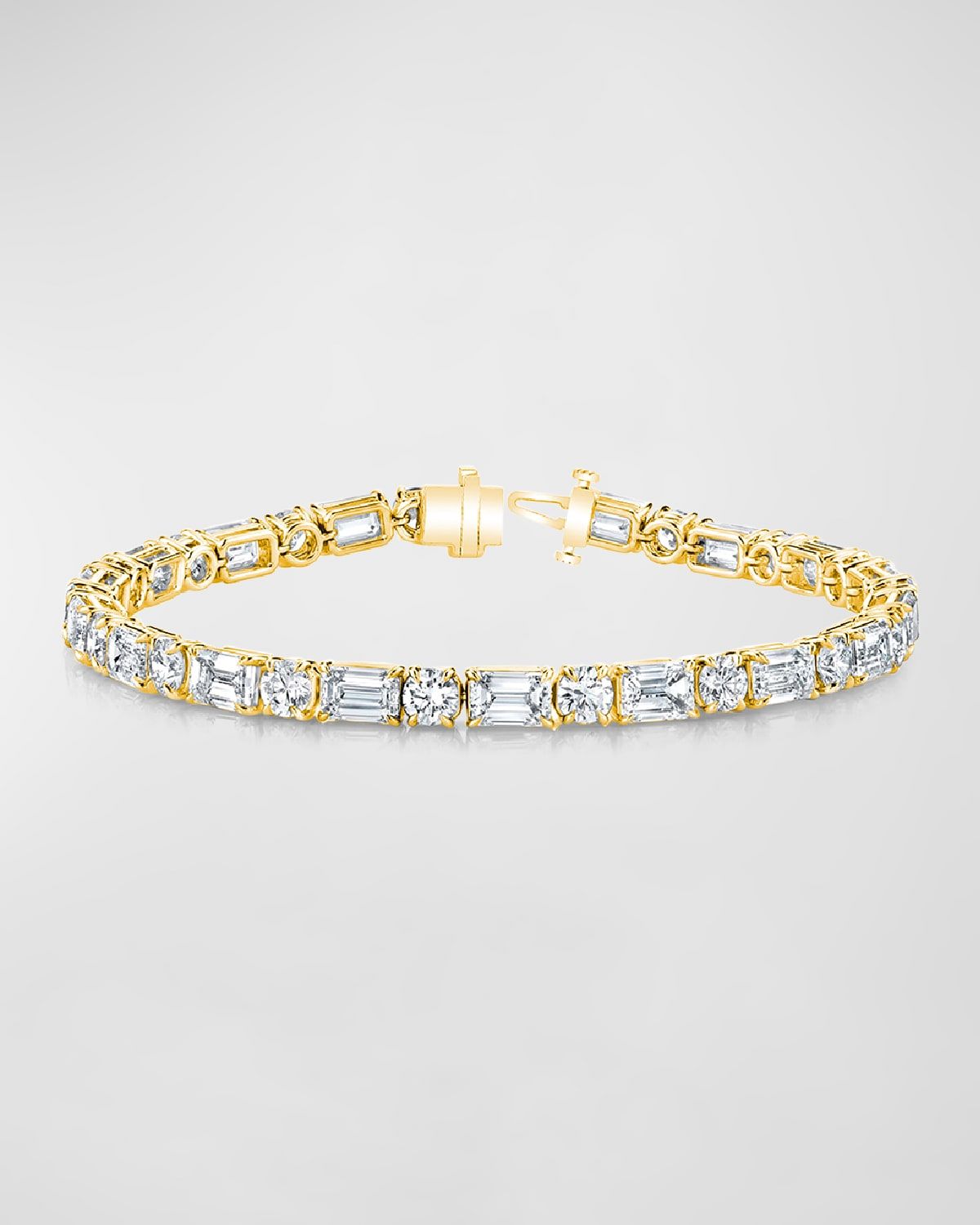 18K Gold East-West Alternating Prong-Set Diamond Bracelet