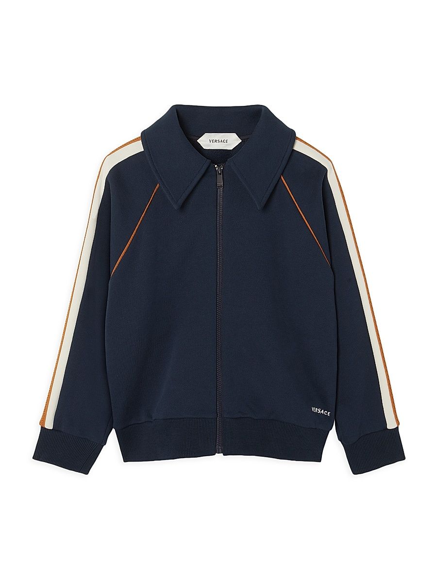 Little Boy's & Boy's Greek Contrast Fleece Zip Sweatshirt - Dark Navy - Size 8