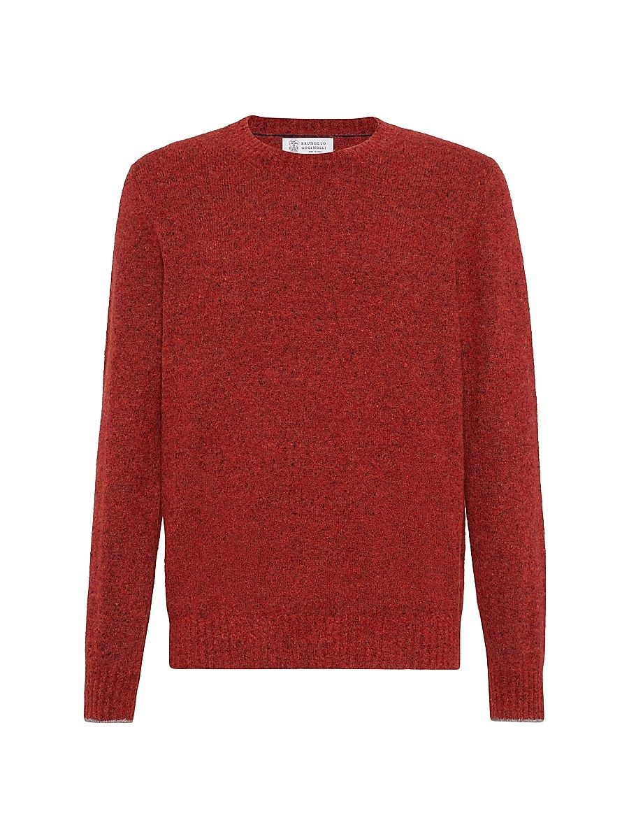 Men's Flecked Alpaca, Wool, Silk and Cotton Sweater - Orange - Size 48