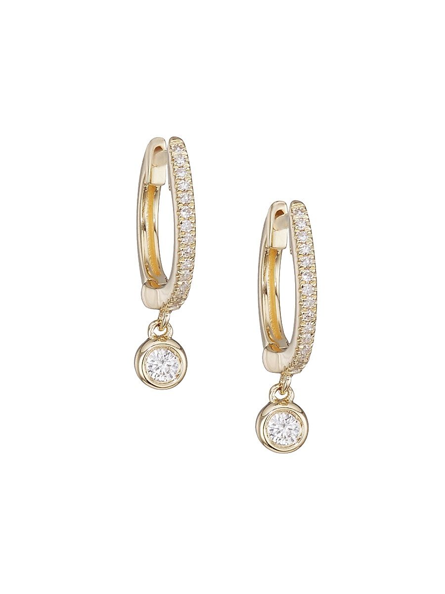 Women's 14K Yellow Gold & 0.14 TCW Diamond Drop Earrings - Yellow Gold