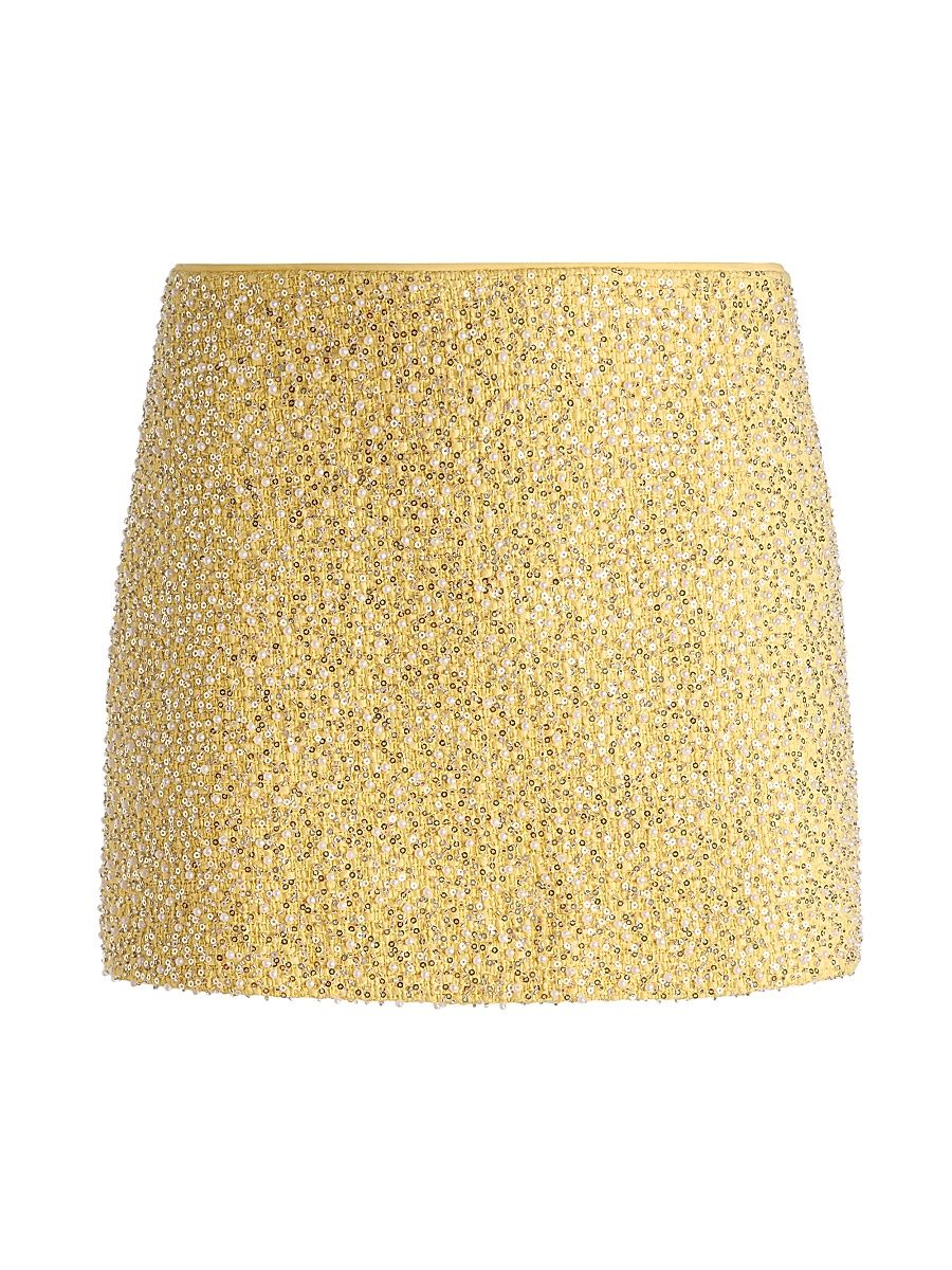Women's Ecenia Sequin-Embellished Tweed Miniskirt - Butter - Size 14