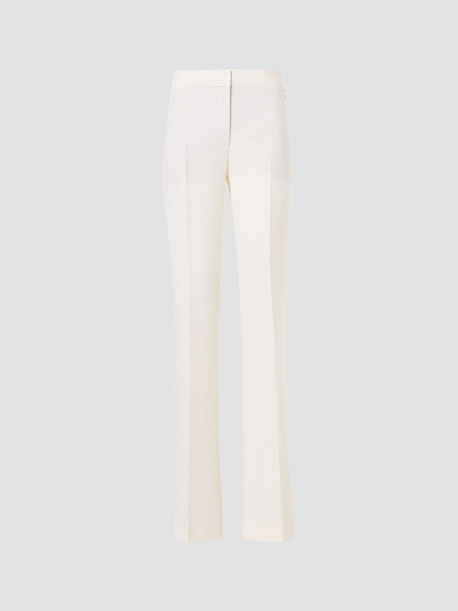 Women's Carl Linen-Virgin Wool Straight-Leg Pants - Ecru - Size 4