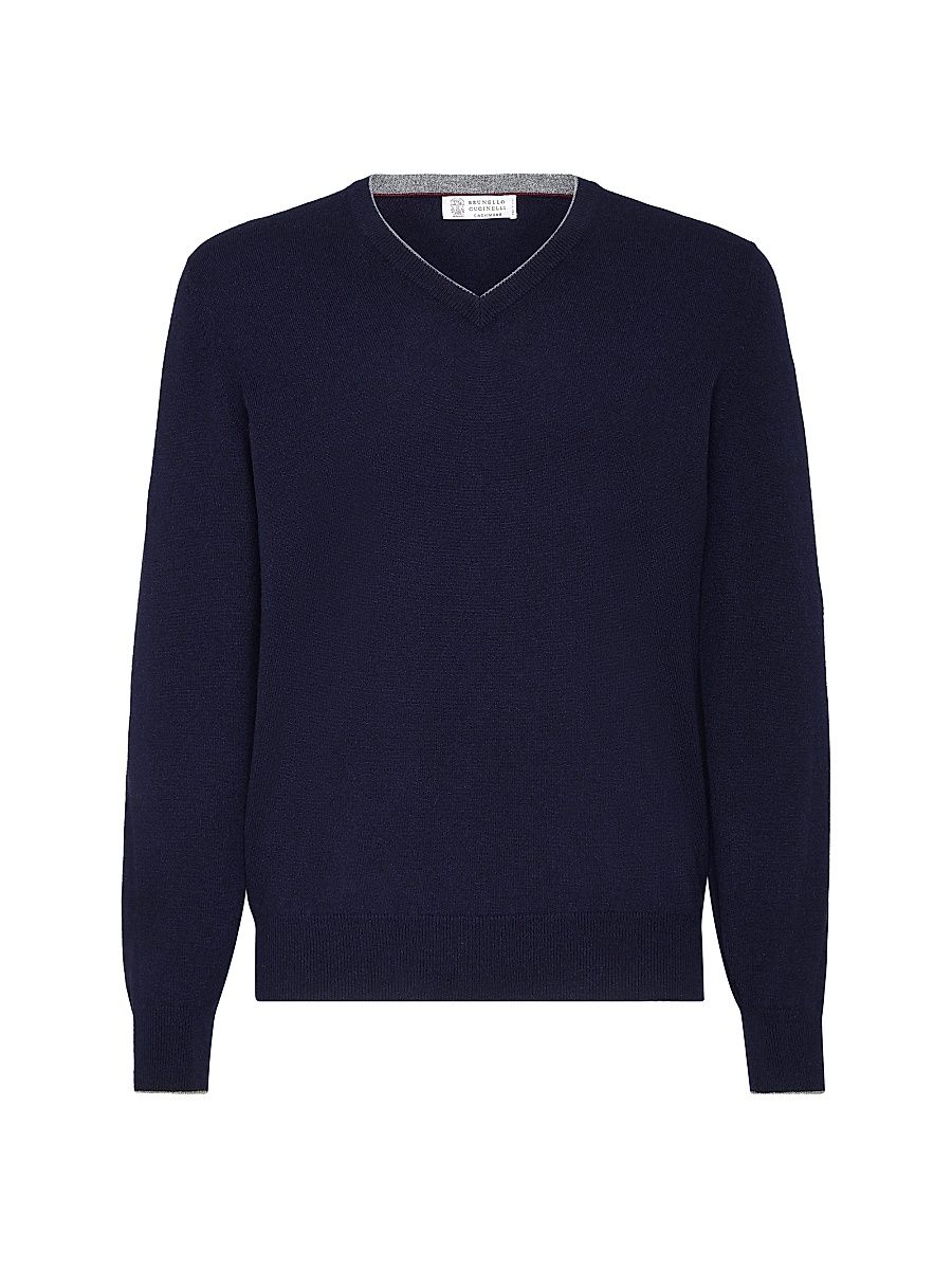 Men's Cashmere Sweater - Navy Blue - Size 40