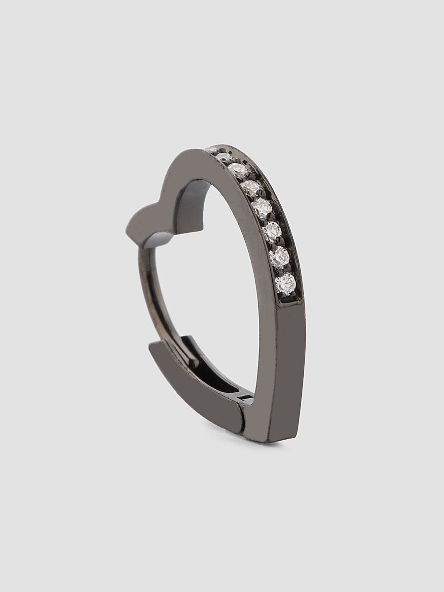 Women's Antifer 18K Black Gold & 0.06 TCW Diamond Heart Hoop Earring - Black Gold