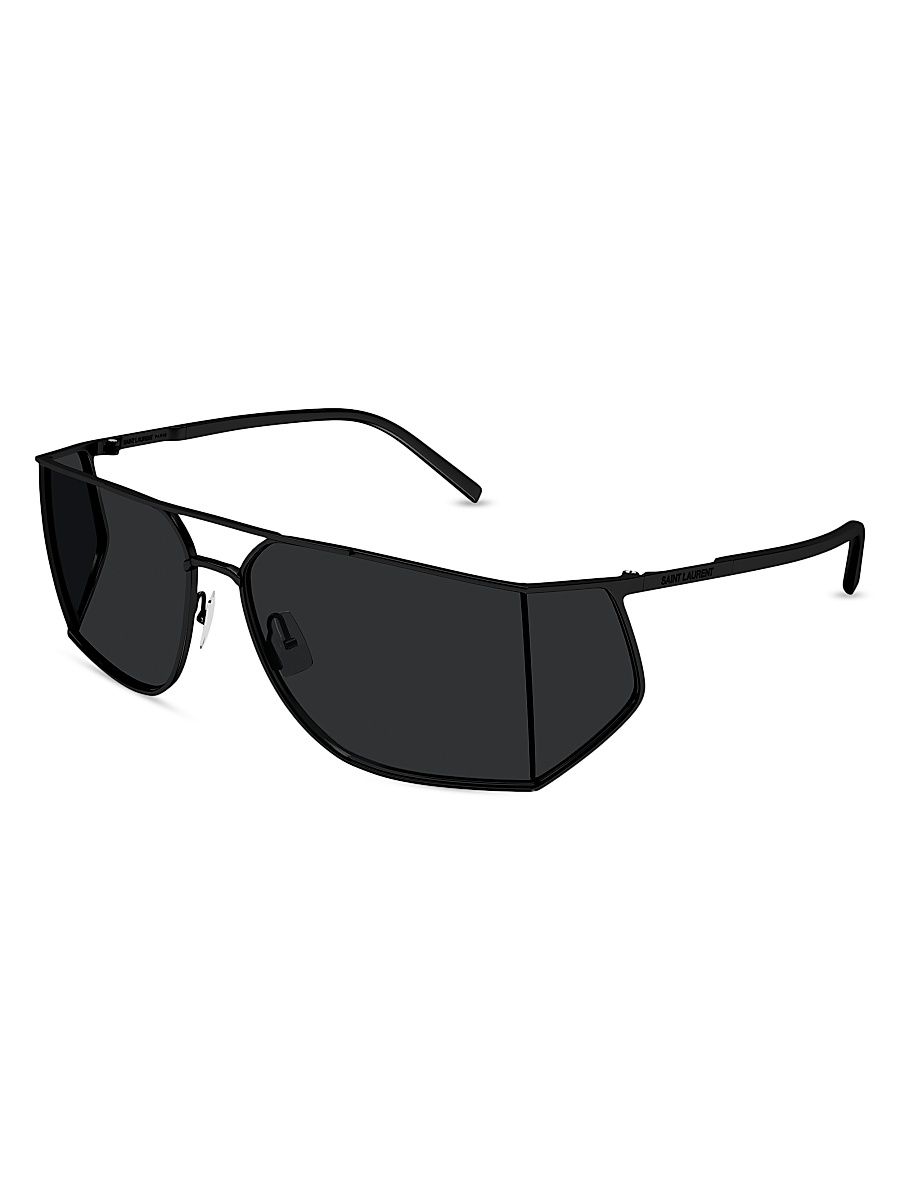 Men's Fashion Metal SL 750 Rectangular Sunglasses - Black