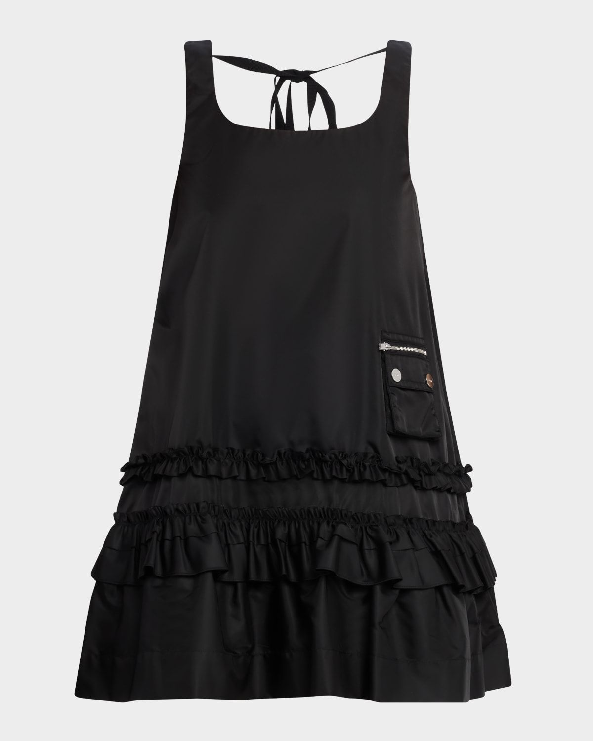 Frilled Duchesse Satin Mini Dress