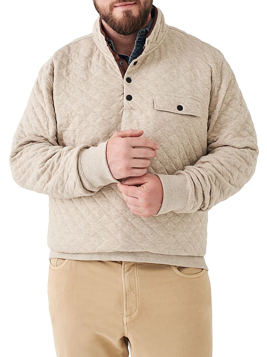 Men's Epic Quilted Fleece Pullover - Oatmeal - Size XXL