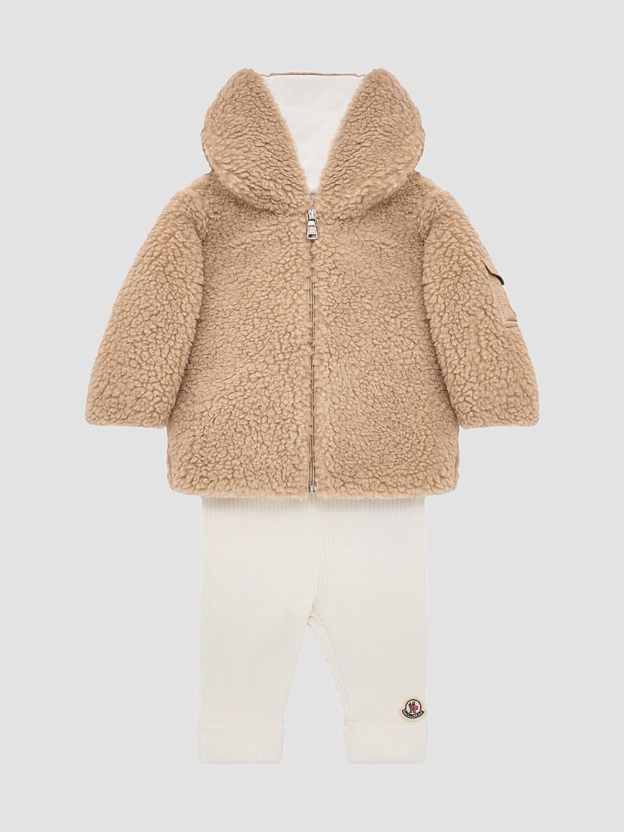 Baby's Set in Teddy & Cotton - Beige White - Size 3 Months
