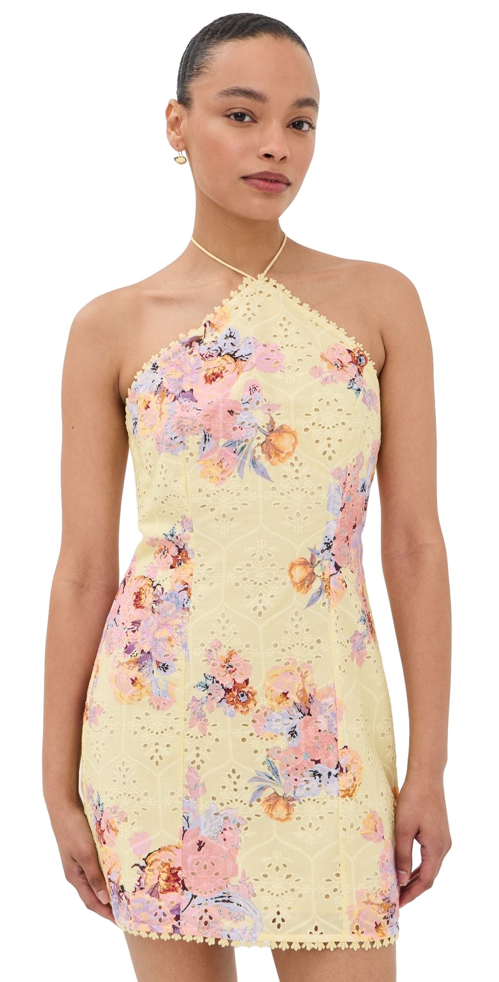 Hemant and Nandita Halterneck Mini Dress Yellow XS