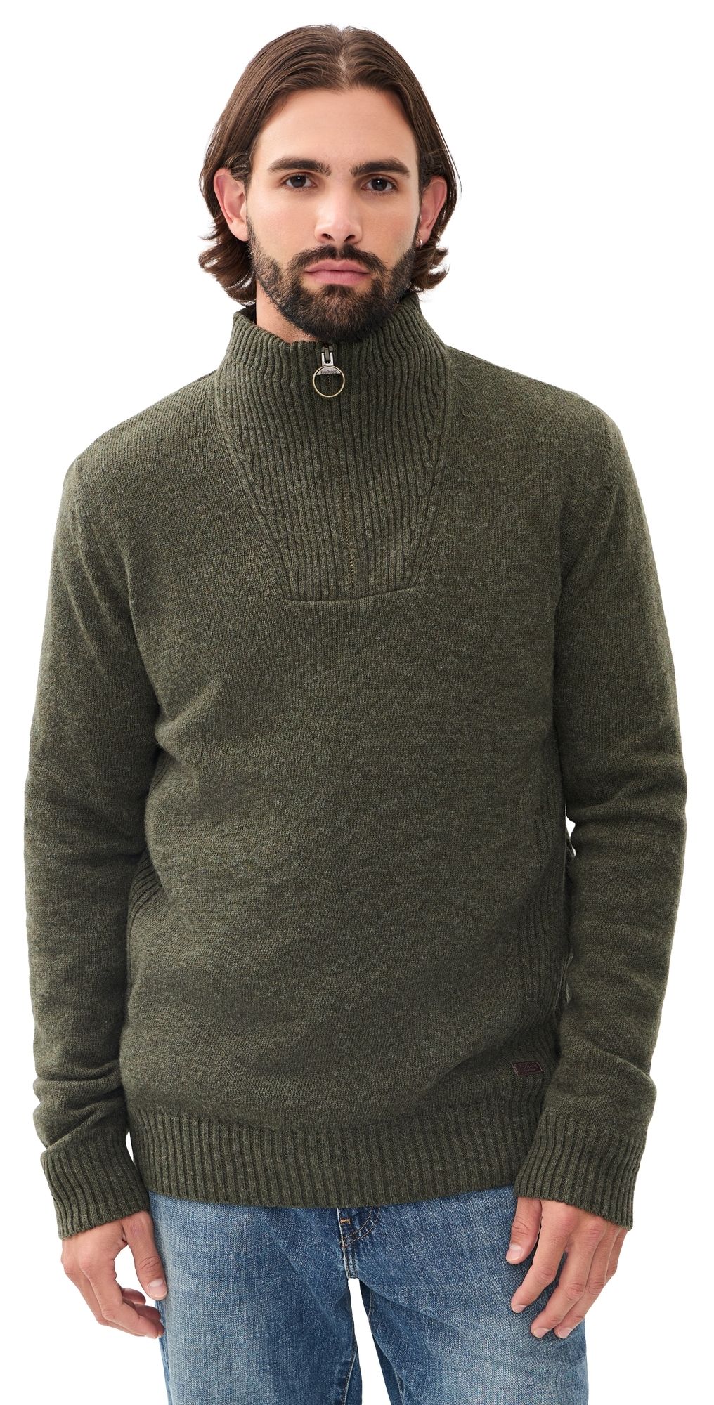 Barbour Nelson Quarter Zip Sweater Seaweed XXL