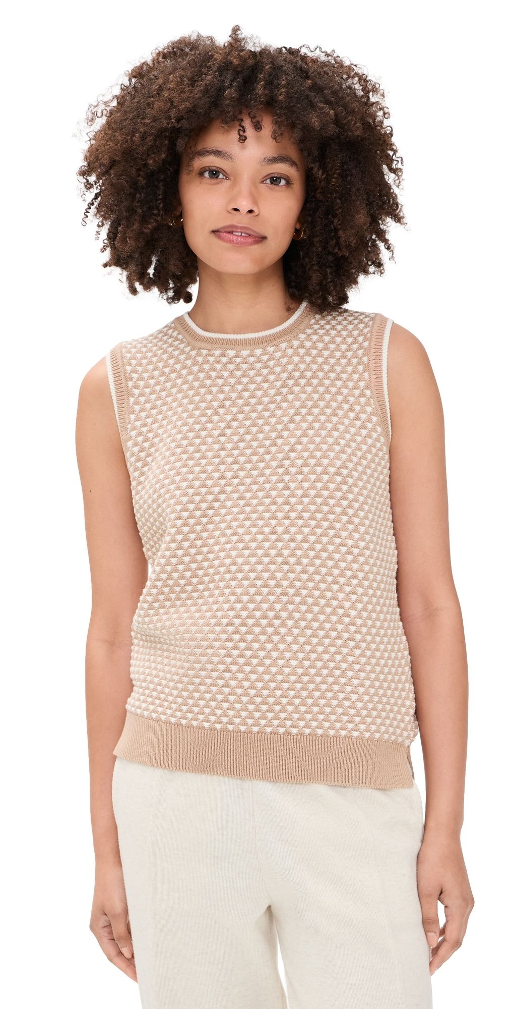 Varley Jenson Fair Isle Tank Top Light Taupe XL