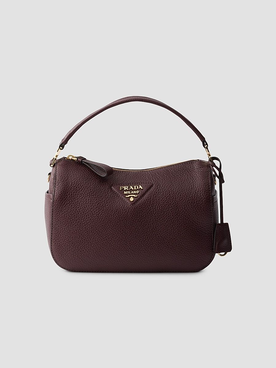 Women's Small Leather Top Handle Bag - Dark Red