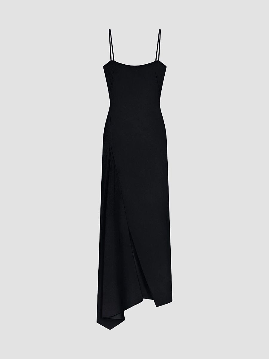 Givenchy Women's Sliced Long Slashed Dress in Crepe Cady - Black - Size 12