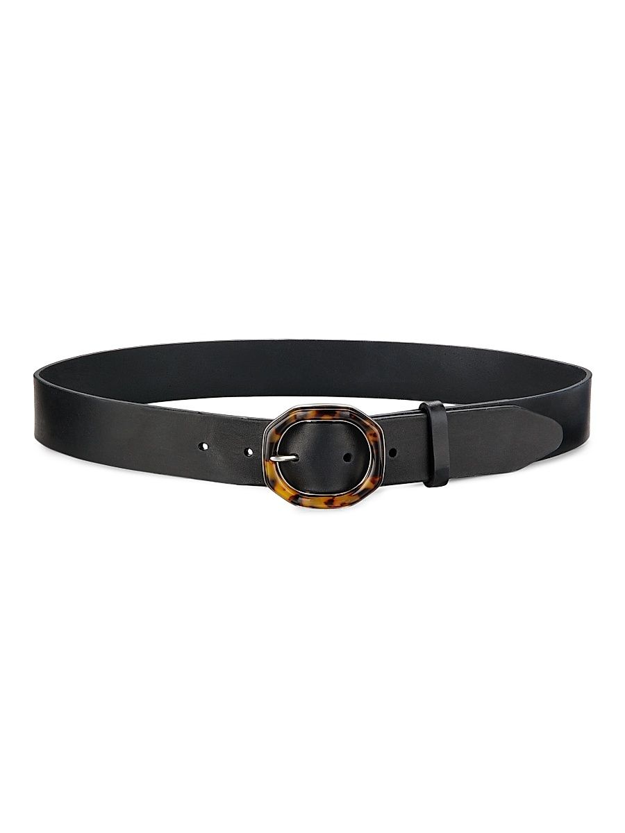 Women's Audrey Leather Belt - Black Tort