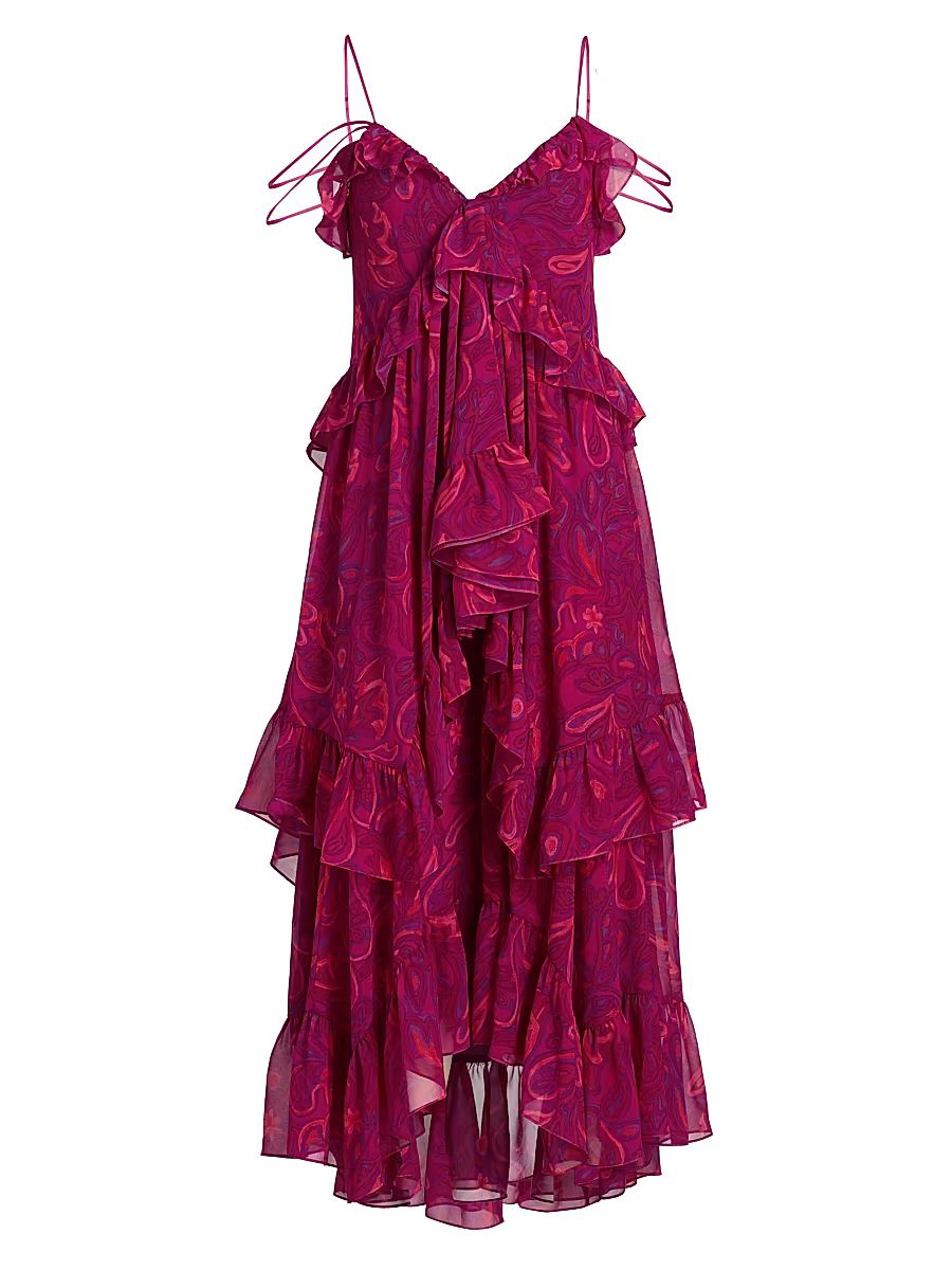Women's Anahi Paisley Bloom Maxi Dress - Purple Garnet Multi - Size 14