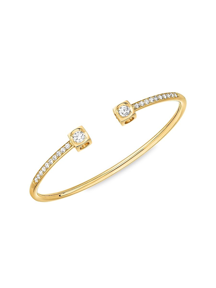 Women's Le Cube Diamant 18K Yellow Gold & Diamond Large Cuff - Yellow Gold - Size Medium