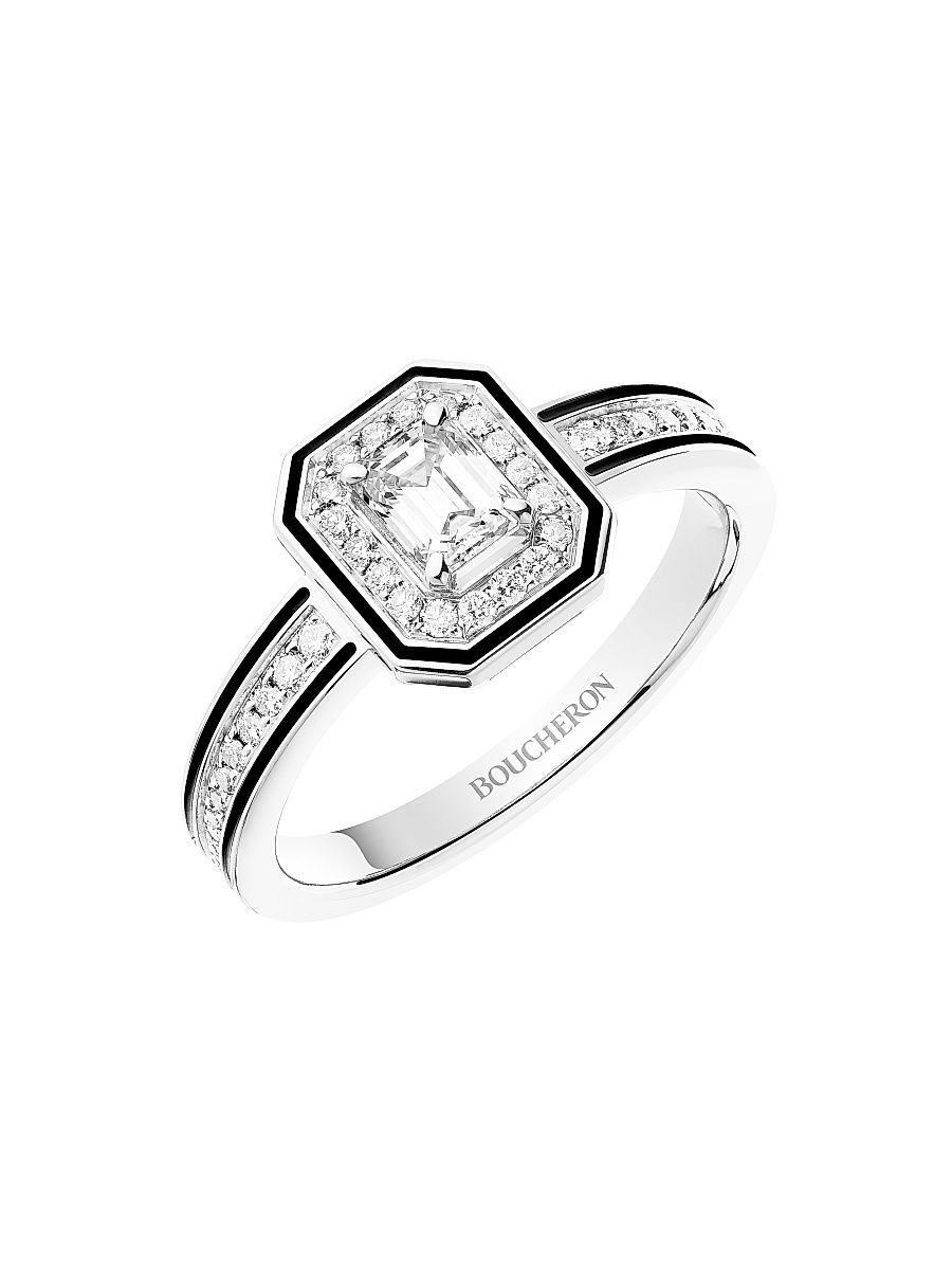 Women's Vendôme Liseré 18K White Gold, 0.52 TCW Diamond & Lacquer Ring - Diamond White Gold - Size 6.75