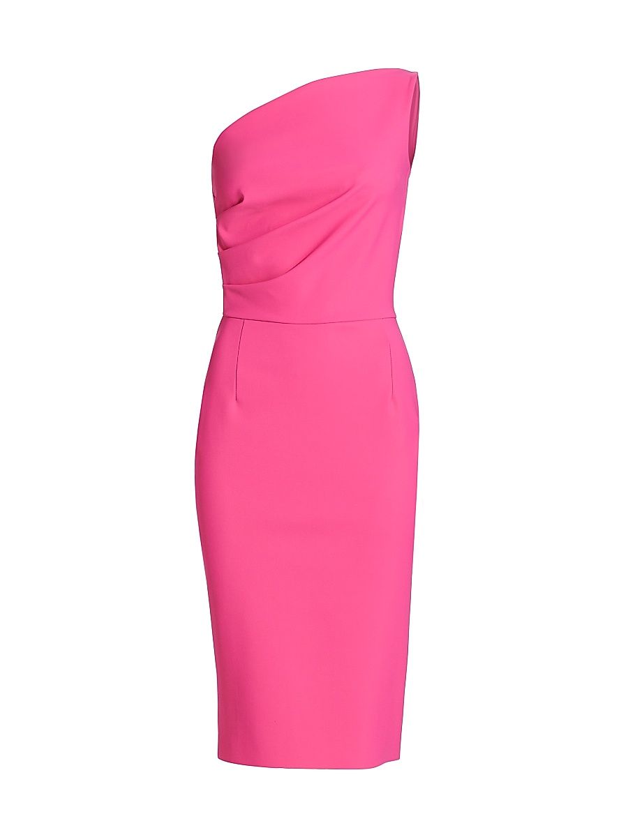 Women's Angelina One-Shoulder Dress - Spicy Pink - Size 14
