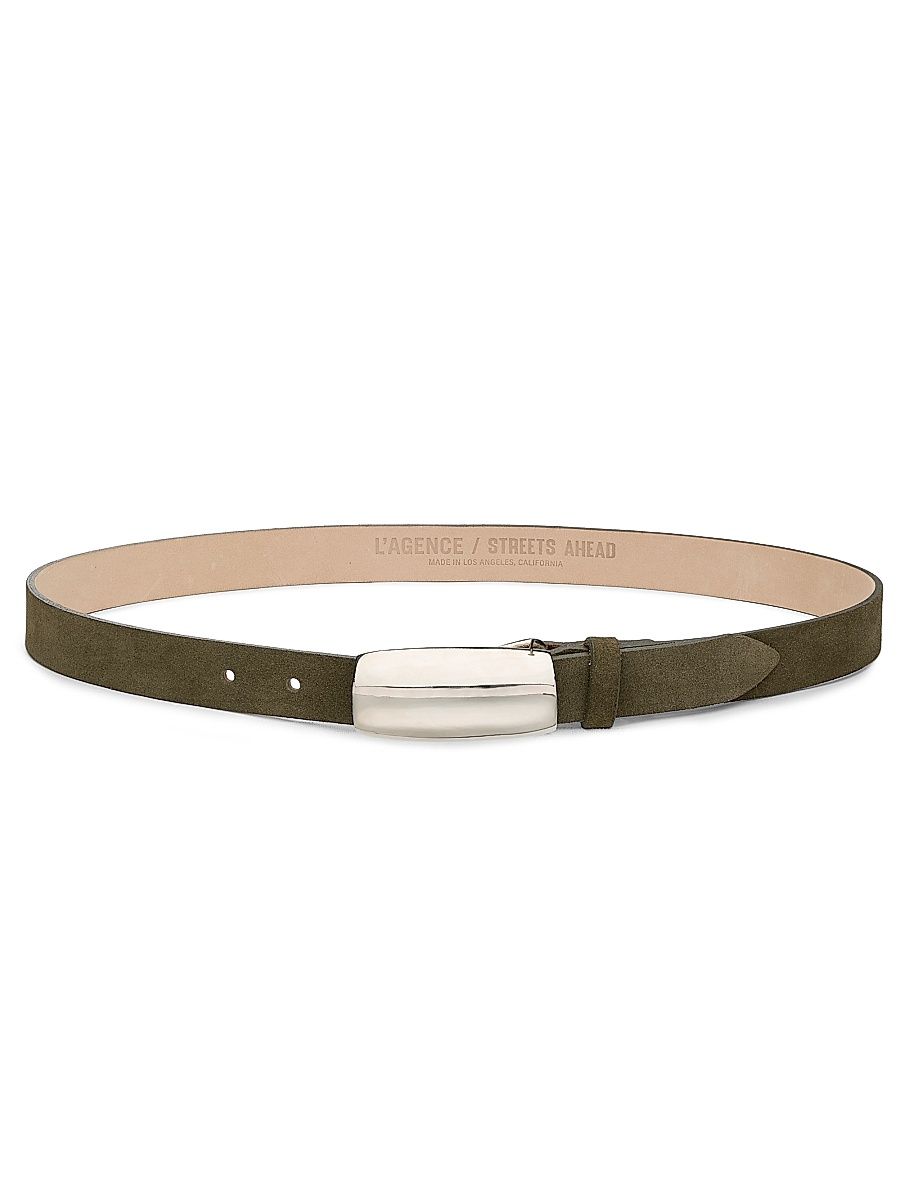 Women's Marlowe Suede Belt - Olive Suede - Size Large