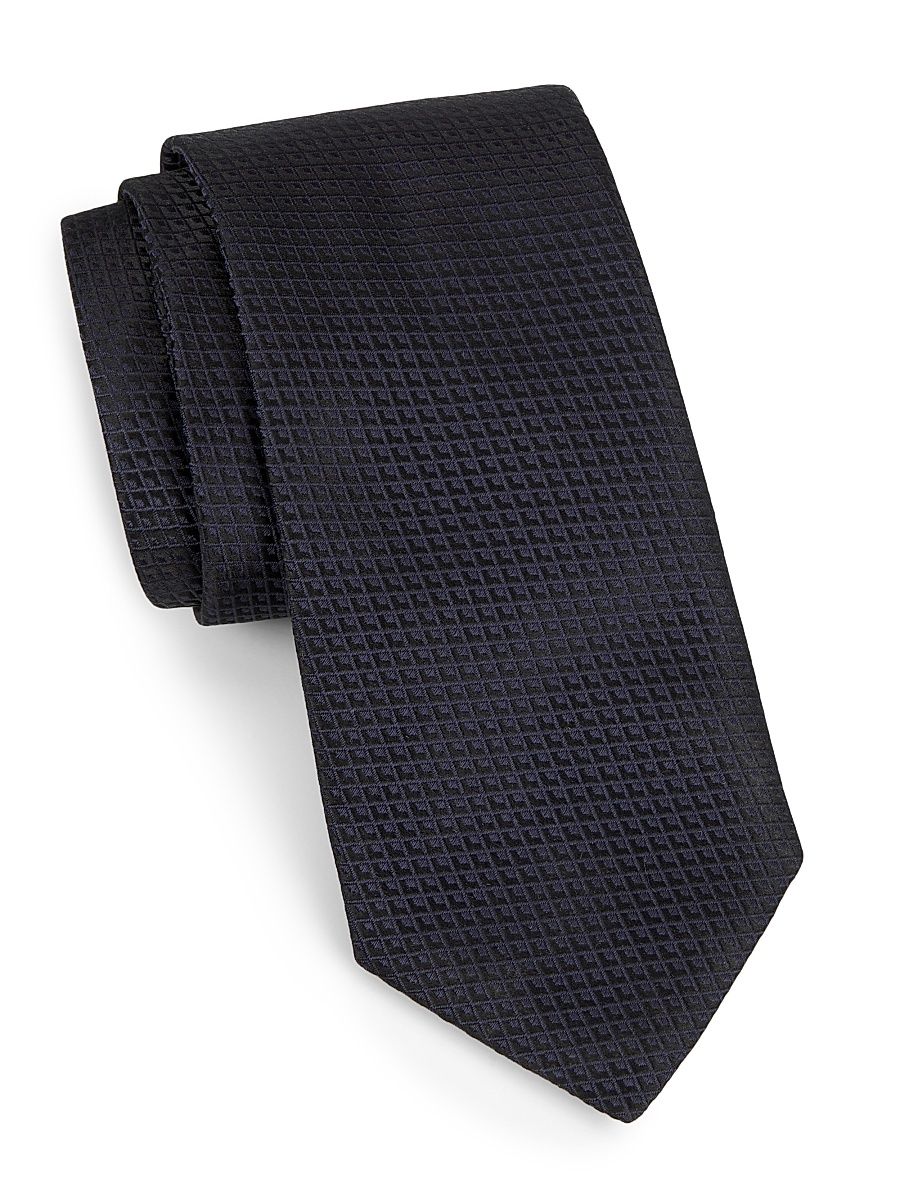Men's Jacquard Silk Tie - Navy