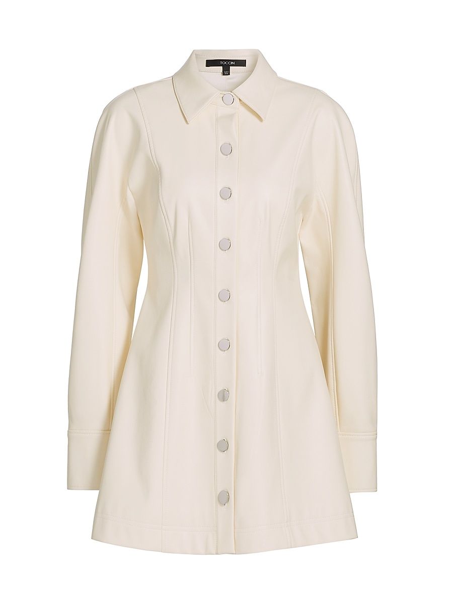 Women's Alexa Seamed Vegan Leather Minidress - Ivory - Size 14