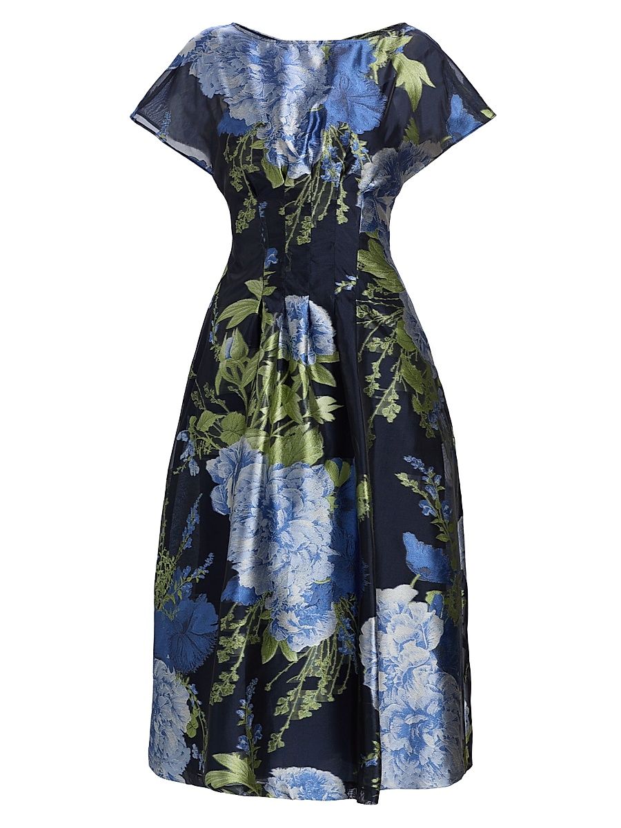 Women's Florene Tea-Length Cocktail Dress - Dark Twilight Multi - Size 18