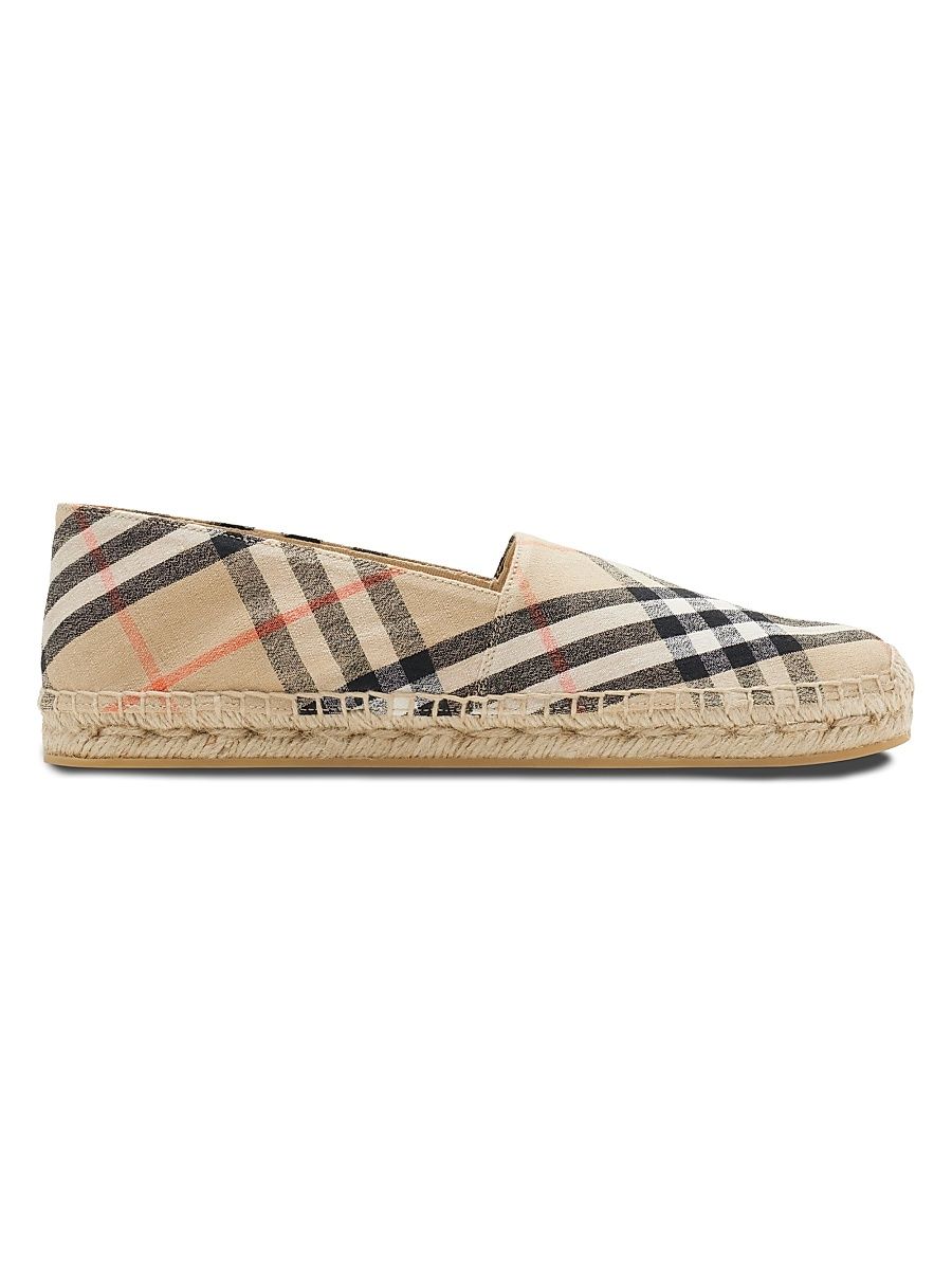 Women's Mews Linen Check Espadrille Flats - Sand Ip Check - Size 11