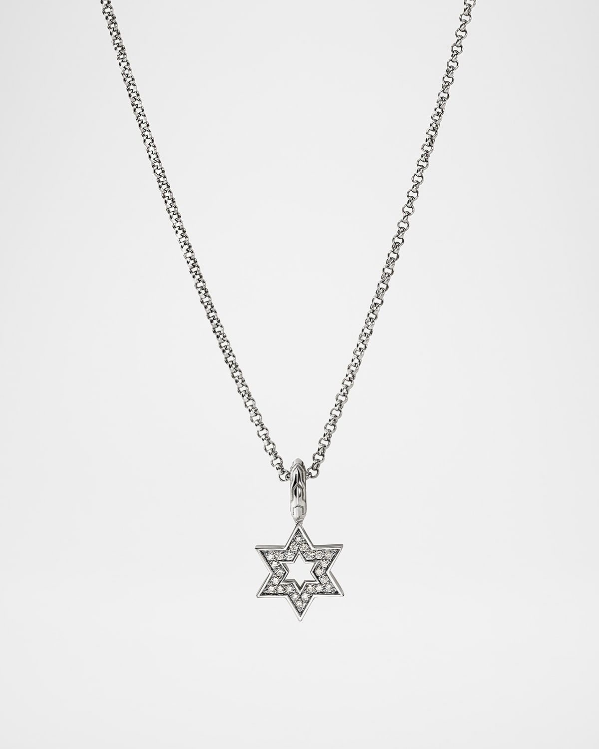 JH Essential Sterling Silver Diamond Star of David Necklace, 1.5mm, 18"L